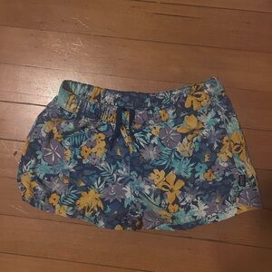 Patagonia Blue and Yellow Floral Athletic Shorts